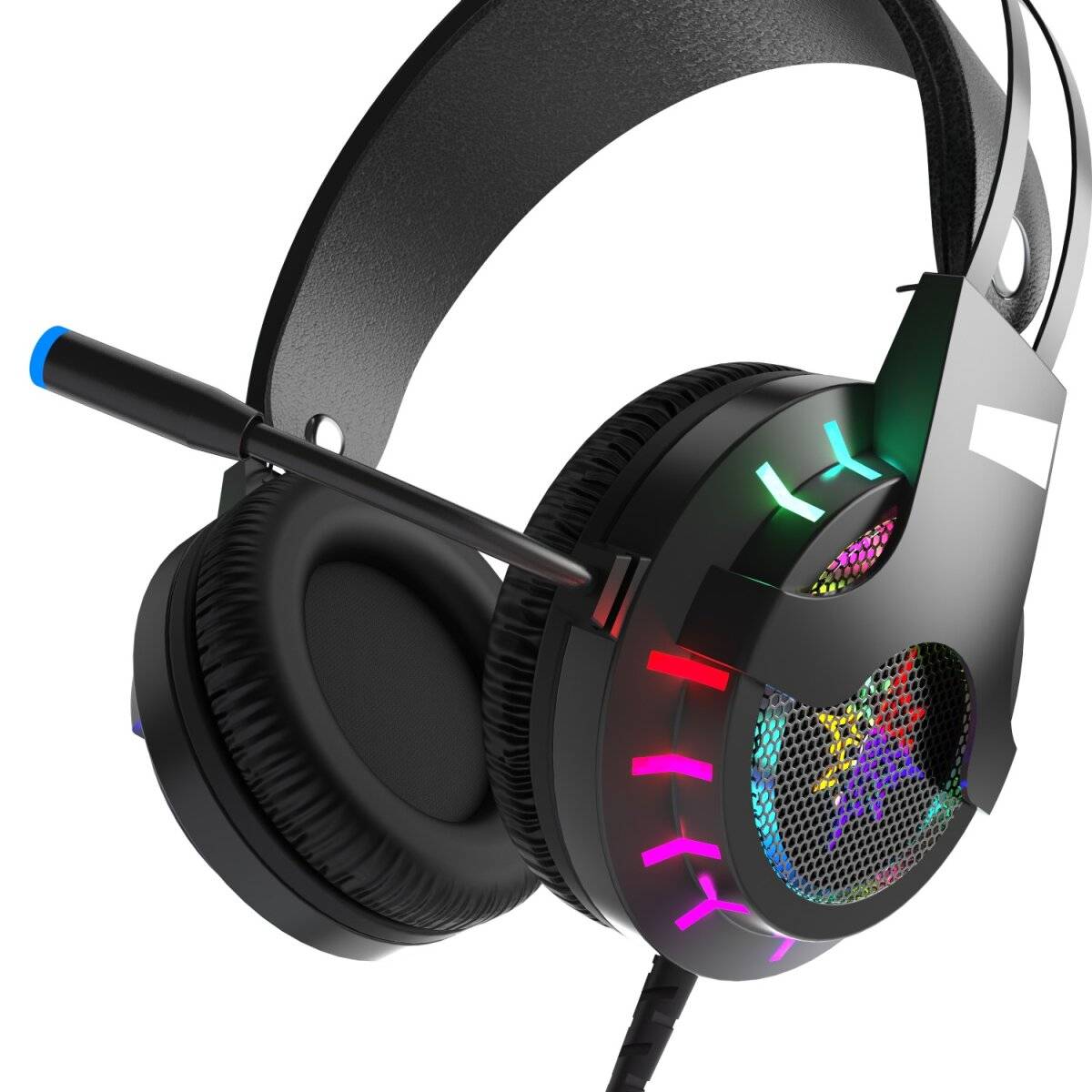 Inca IGK-TX12 Schwarz 7,1 USB Surround RGB Lichteffekt Gaming Headset mit Mikrofon