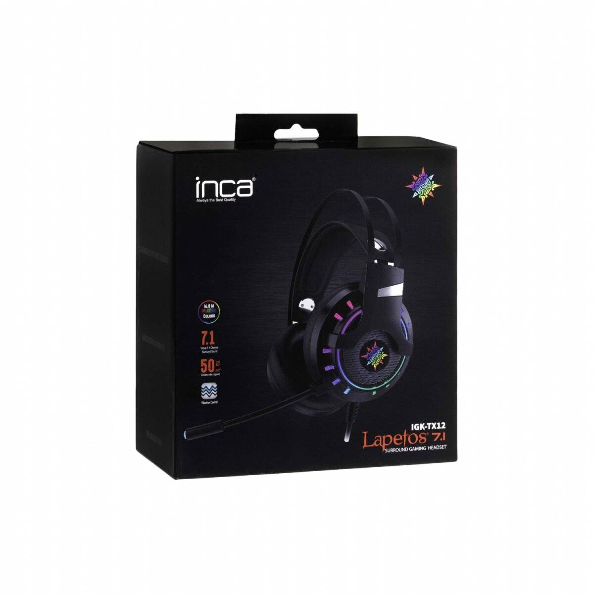 Inca IGK-TX12 Schwarz 7,1 USB Surround RGB Lichteffekt Gaming Headset mit Mikrofon