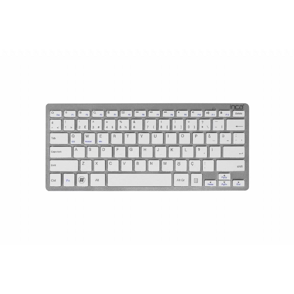 Inca Wireless/kabellose Tastatur IBK-569BT Ultradünn, 10 M Reichweite Silber