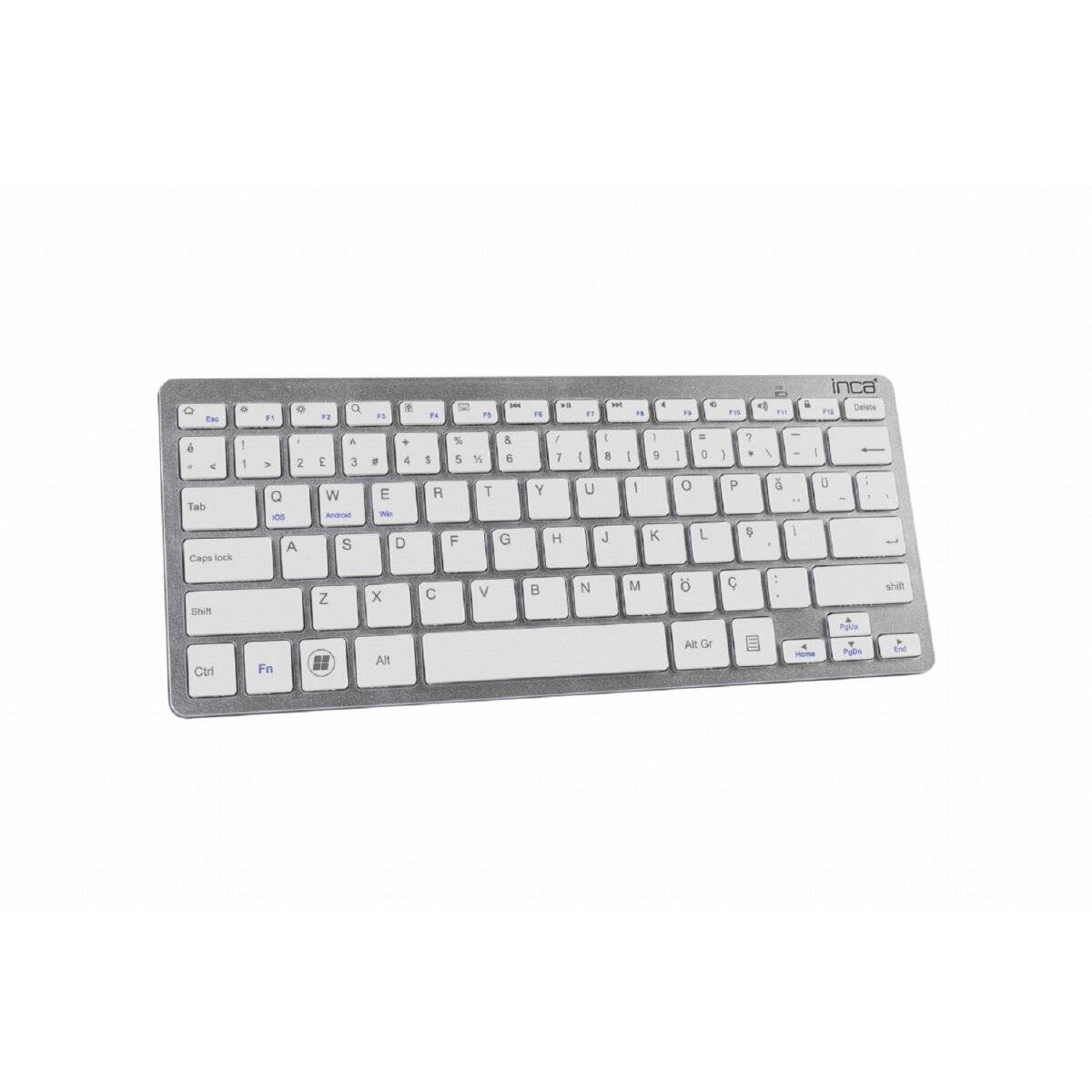 Inca Wireless/kabellose Tastatur IBK-569BT Ultradünn, 10 M Reichweite Silber