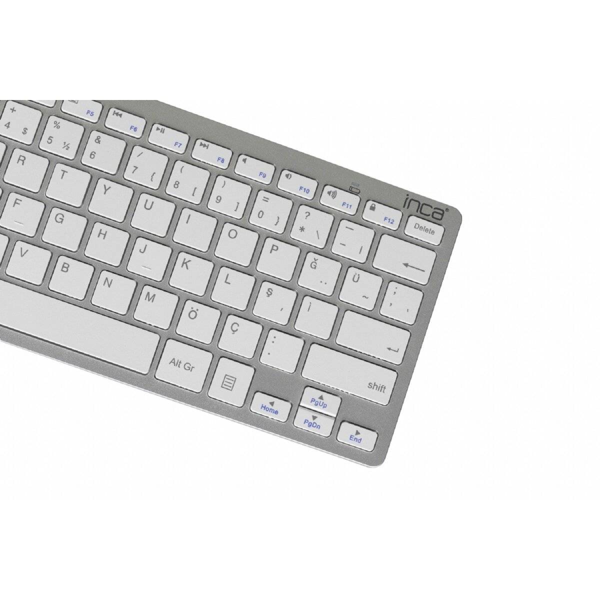Inca Wireless/kabellose Tastatur IBK-569BT Ultradünn, 10 M Reichweite Silber