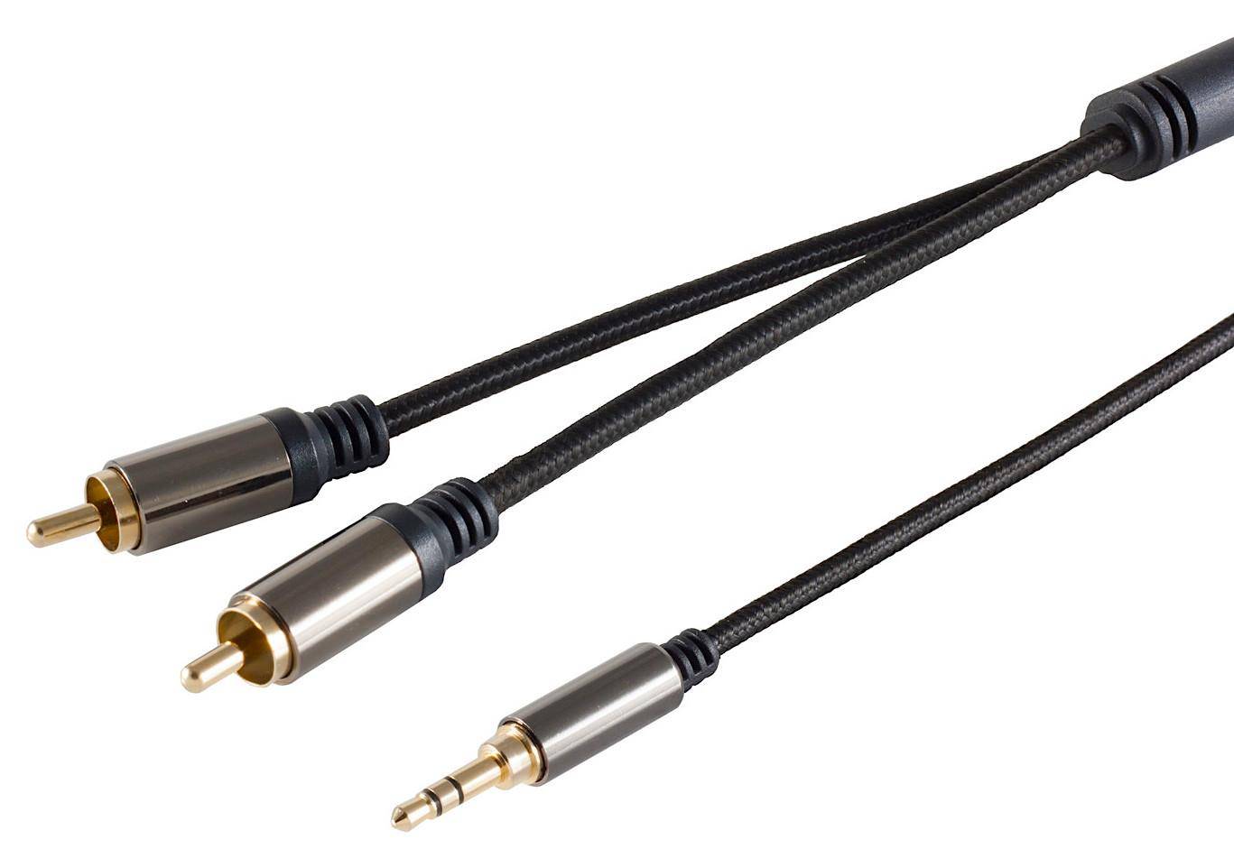 BlackCotton Klinken Adapter Audiokabel, 3,5mm 2x Cinch, Stereo, schwarz - Länge: 5,00 m