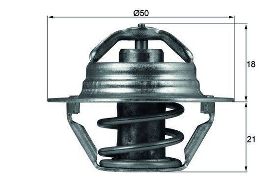 Metallbauteil mit spiralförmiger Federkonstruktion, gekennzeichnet mit einem Durchmesser von 50 mm. Verwendet in mechanischen Anwendungen.