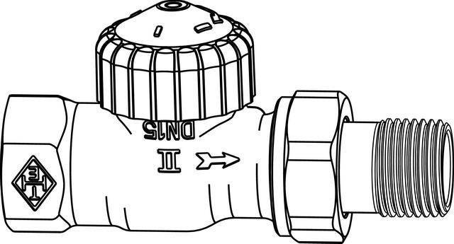 mit integrierter stufenloser Präzisions-Voreinstellung und weißer Bauschutzkappe · Anschluss für Thermostat-Köpfe und Stellantriebe M 30 x 1,5Wei