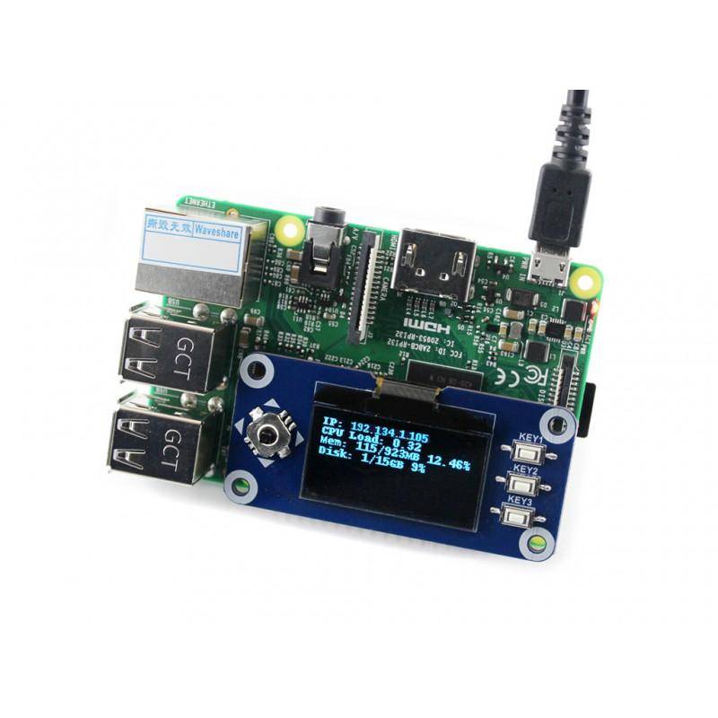 1.3" OLED Display HAT für Raspberry Pi, einfarbig (blau)