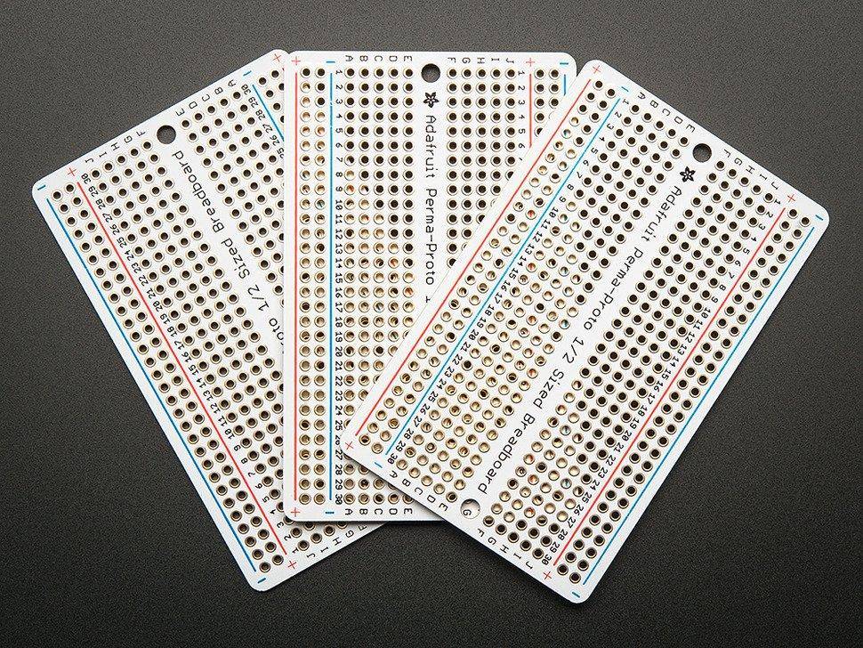 Adafruit Perma-Proto Breadboard PCB, 1/2 Größe, 3er-Packung