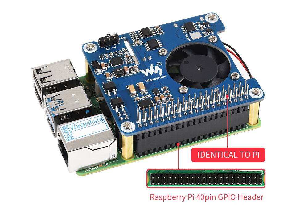 WaveShare PoE HAT (C) for Raspberry Pi 3B+/4B, 802.3af/at-compliant