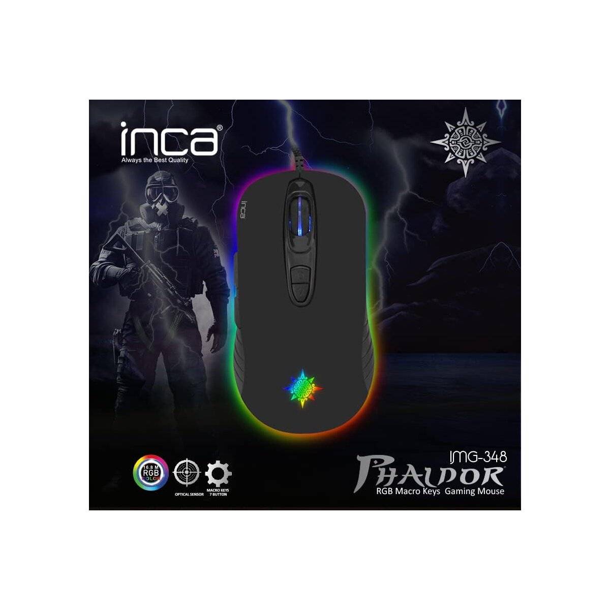 Inca PHALDOR RGB Makro Tastem Professional Gaming Maus schwarz