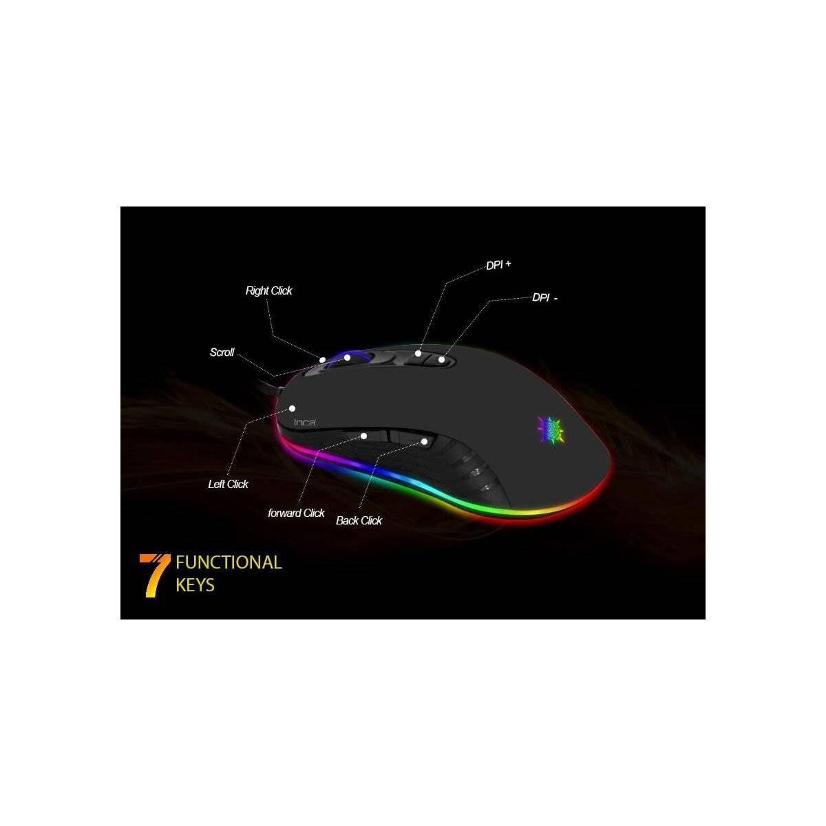 Inca PHALDOR RGB Makro Tastem Professional Gaming Maus schwarz