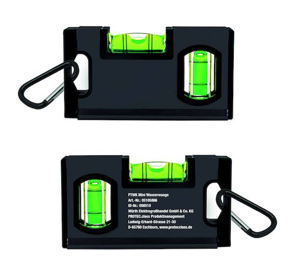 PTWK Mini Wasserwaage+Karabiner+Tasche