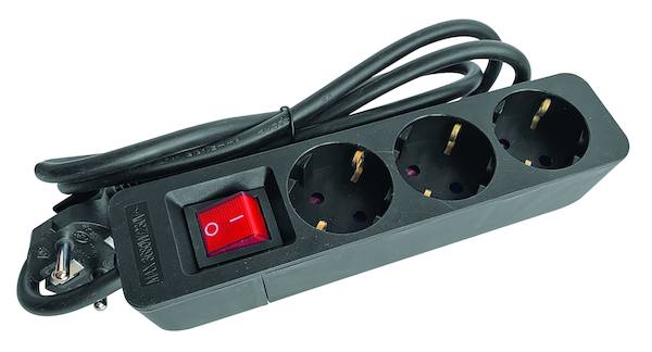 PTSDS3s Tischsteckdose 3f m. Schalter sw