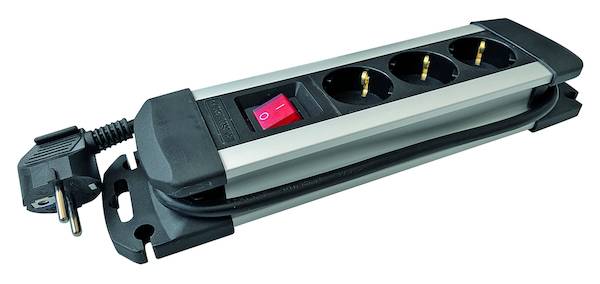 PDSLAS3sw Alu Tischsteckdos 3f Schalter