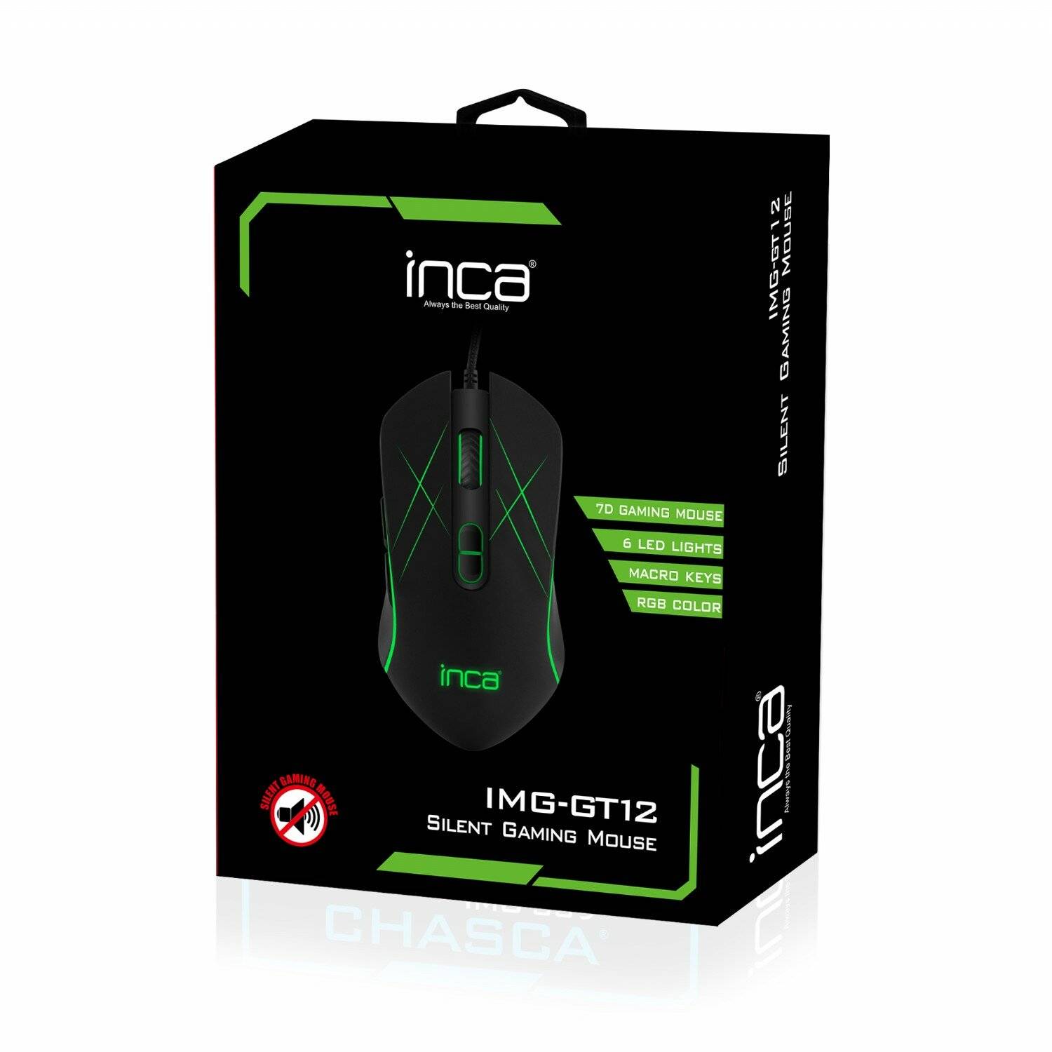 INCA Gaming Maus IMG-GT12 3200 DPI, RGB, 7 Tasten, USB schwarz