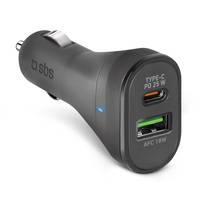 SBS TECRPD25W 25W USB-A USB-C Autoladegerät Power Delivery – Schwarz