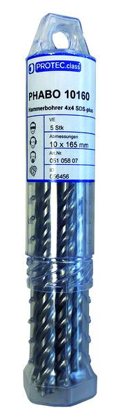 PROTEC.class Hammerbohrer PHABO10160 4x4 SDS plus 10x160 5er Pack