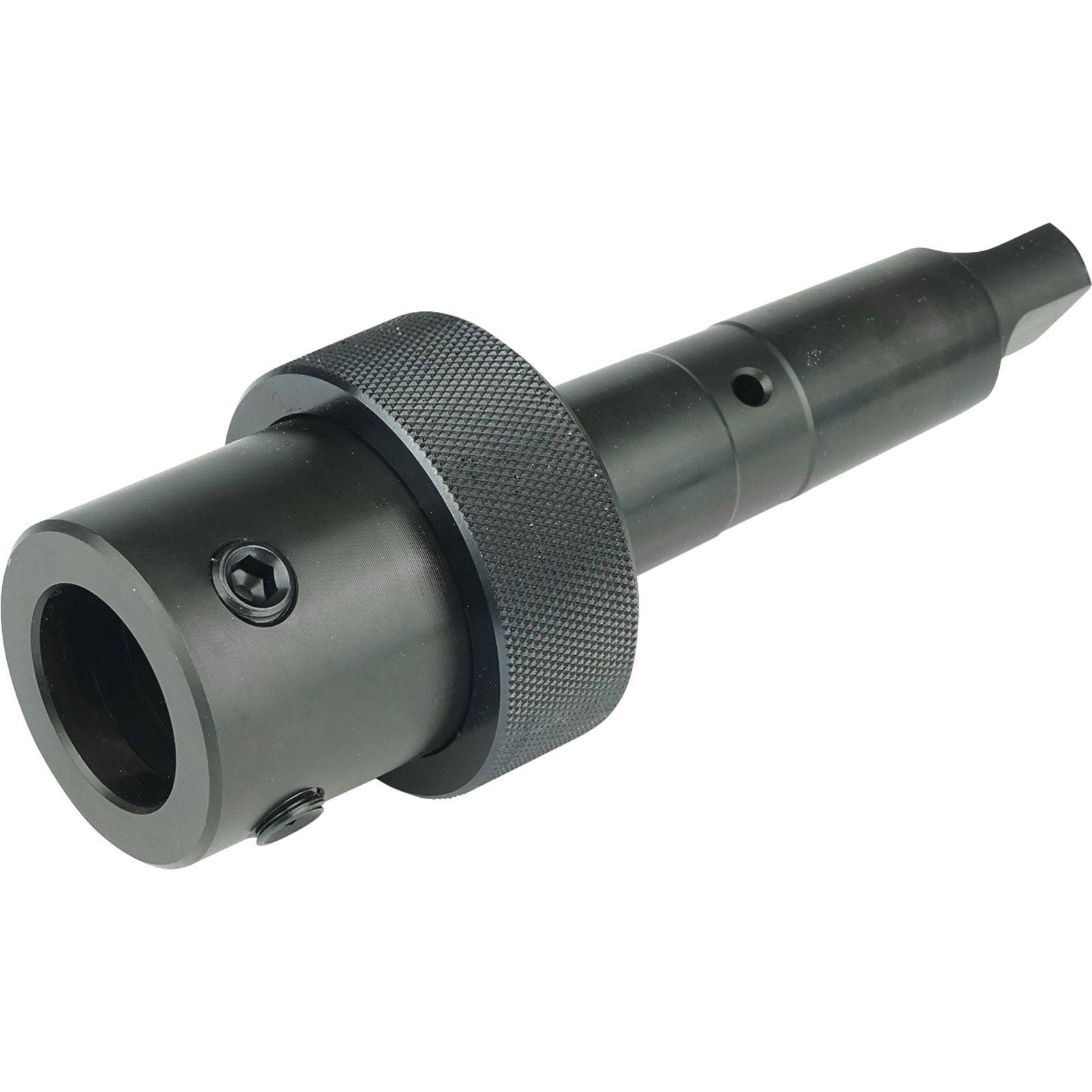 Ein zylindrischer Metalltool mit einer gerillten Griffoberfläche und einer spitzen Spitze, wahrscheinlich verwendet für Präzisionsingenieurwesen oder maschinelle Bearbeitungsanwendungen.