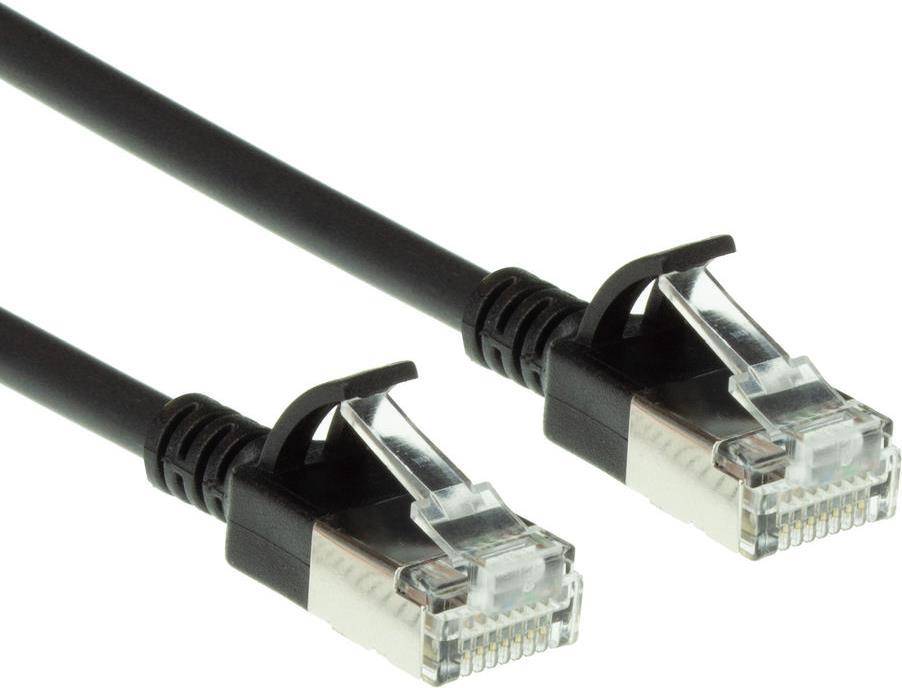 ACT Black 7 meter LSZH U/FTP CAT6A datacenter slimline patch cable snagless with RJ45 connectors (DC7907)