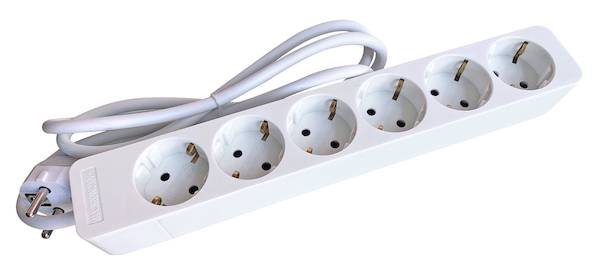 PTSD6w Tischsteckdose 6f o. Schalter ws