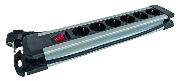 PDSLAS6sw Alu Tischsteckdose 6f Schalter