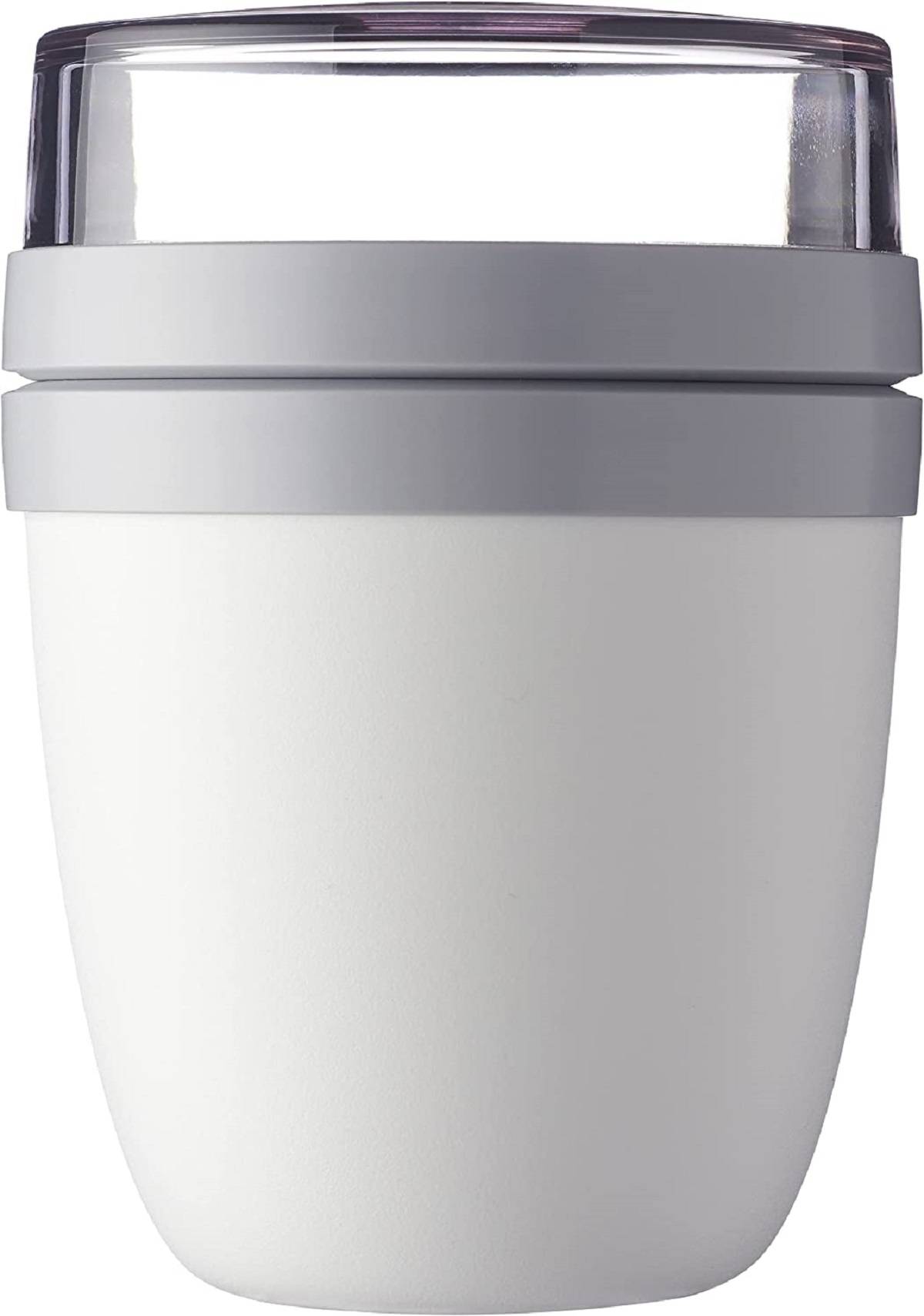 Mepal | Lunchpot mini Ellipse | Nordic White | Müslibecher, Joghurtbecher, To Go Becher | geeignet für Tiefkühler, Mikrowelle & Spülmaschine | 300