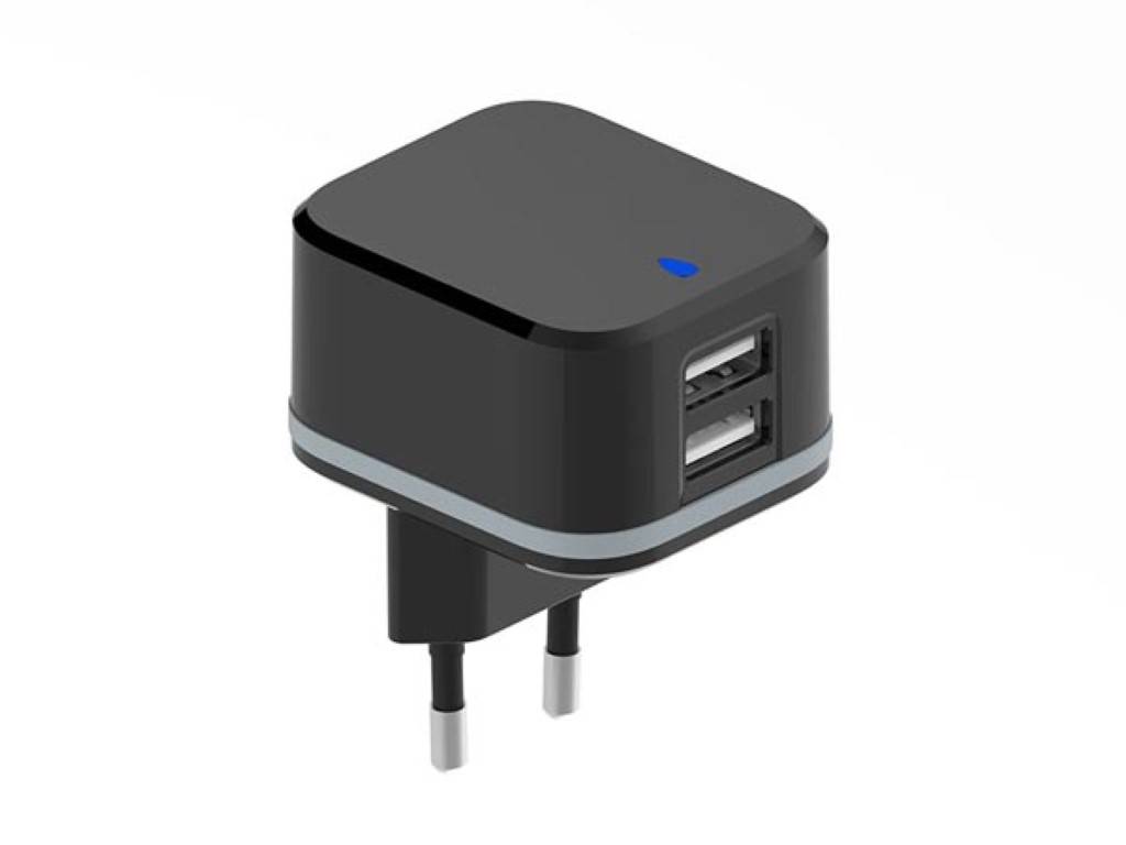 KOMPAKTES LADEGERÄT MIT 2 USB-ANSCHLÜSSEN - 5 V - 3.4 A max. (2.4 + 1 A) - 17 W max.