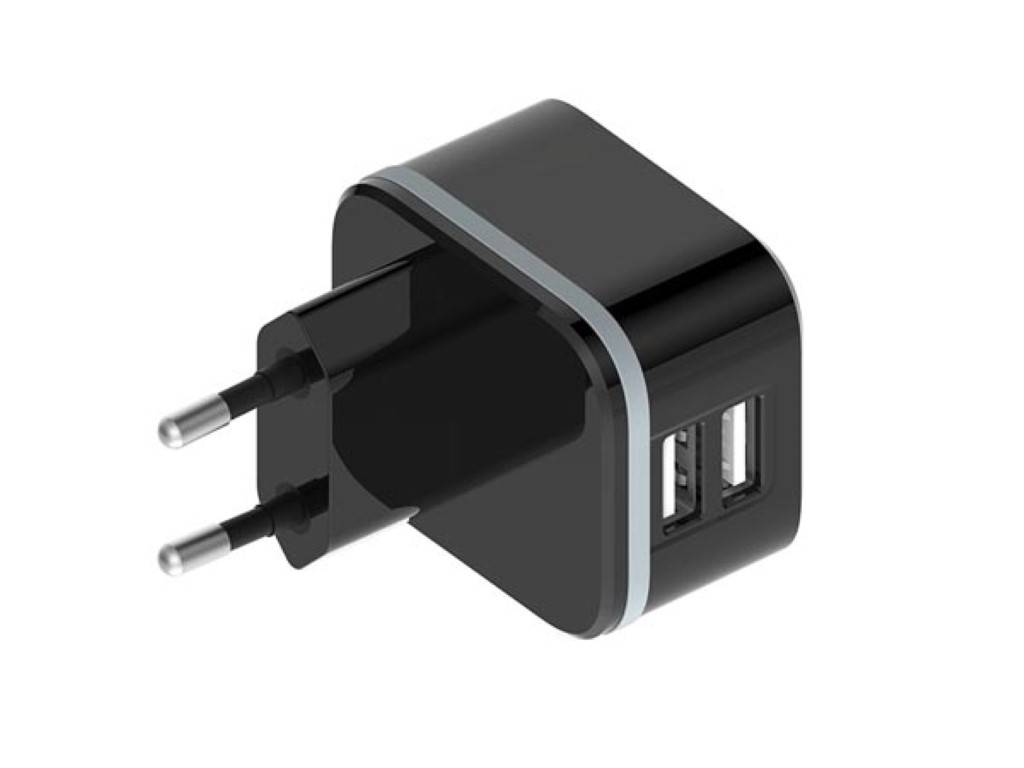 KOMPAKTES LADEGERÄT MIT 2 USB-ANSCHLÜSSEN - 5 V - 3.4 A max. (2.4 + 1 A) - 17 W max.