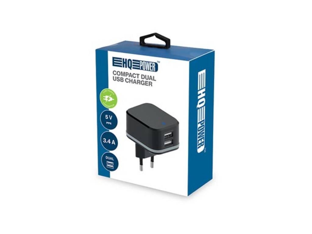 KOMPAKTES LADEGERÄT MIT 2 USB-ANSCHLÜSSEN - 5 V - 3.4 A max. (2.4 + 1 A) - 17 W max.