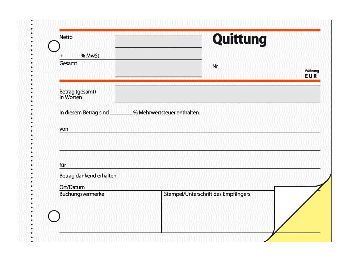 Sigel - Quittung - 40 Blatt - A6 - Querformat