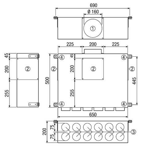 Maico Luftverteiler aus Blech MF-BV75-160-12