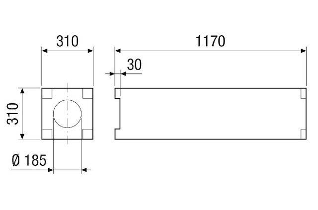 Technische Zeichnung eines Balkens mit Abmessungen: Breite 310, Höhe 30 und Länge 1170.