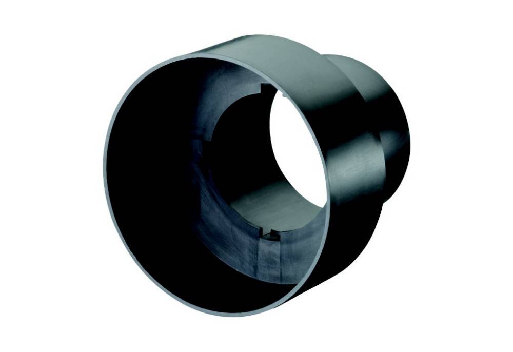Eine zylindrische, metallische Komponente mit einem hohlen Zentrum, wahrscheinlich verwendet in industriellen Maschinen oder als mechanisches Teil.