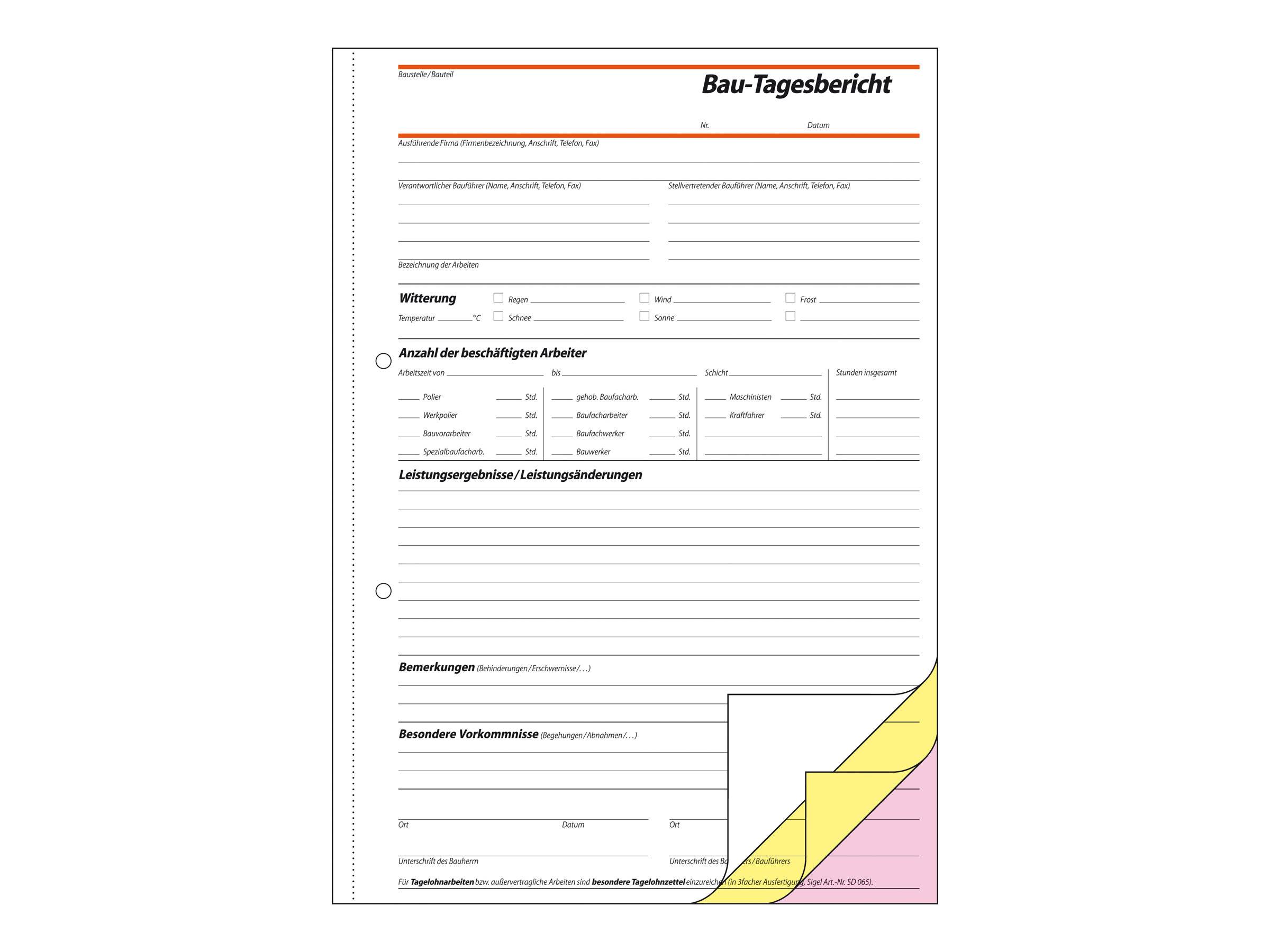 Sigel - Bautagebuch - 40 Blatt - A4 - Dreifachausfertigung