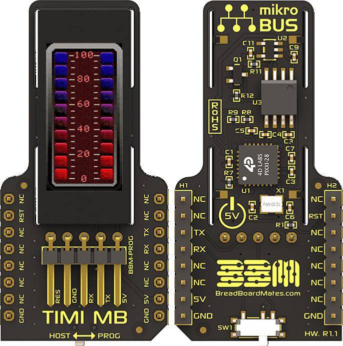 4D Systems TIMI-MB Displaymodul, 0,96 Zoll, 160x80 Pixel, 16MB Flash, 3 GPIO, UART, I2C, 5V, 500mA