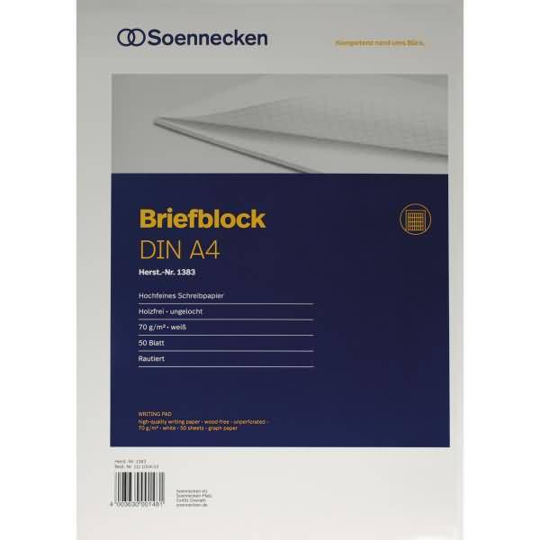Briefblock 1383 DIN A4 70g holzfrei 50 Blatt rautiert weiß