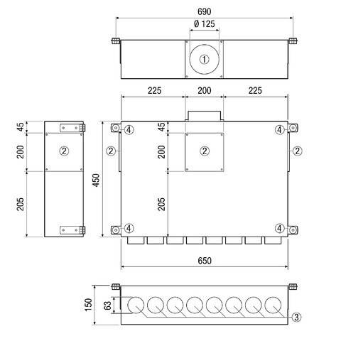 Maico Luftverteiler aus Blech MF-BV63-125-8