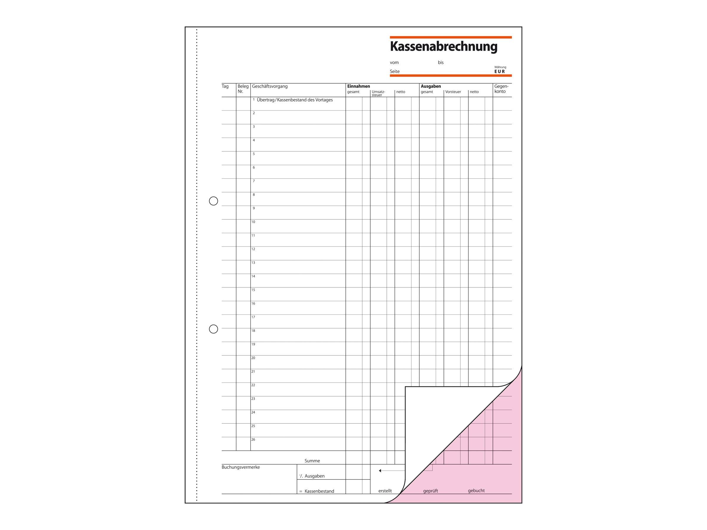 Sigel - Kassenbericht - 50 Blatt - A4 - Kopie