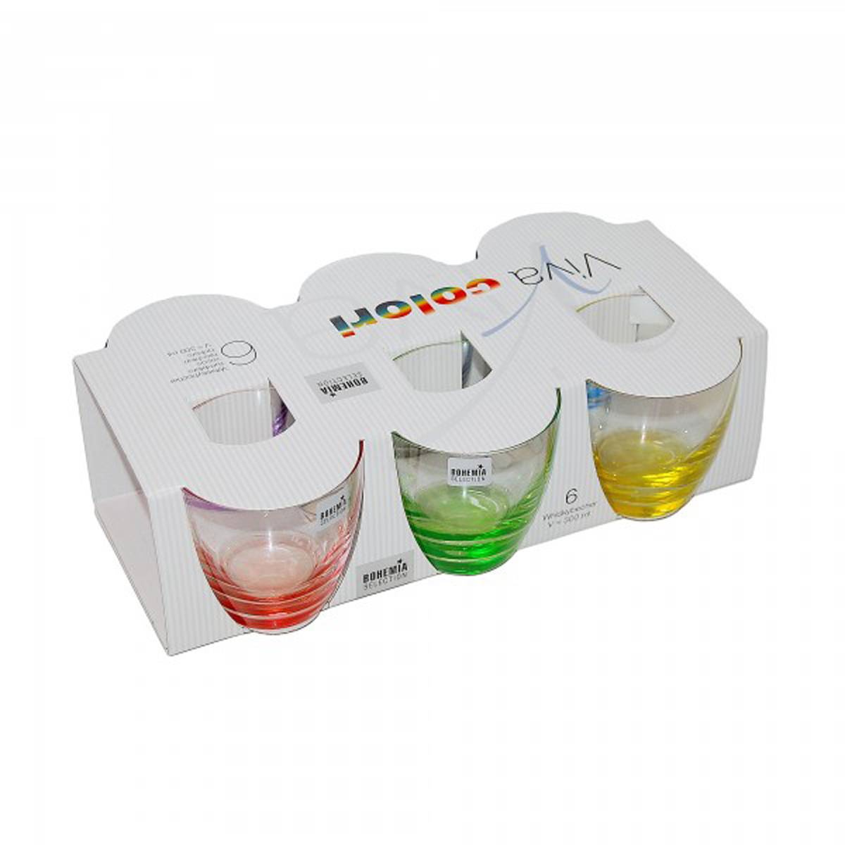 Bohemia Becher 6er Pack Viva Colori Trinkglas Kristallglas 300ml