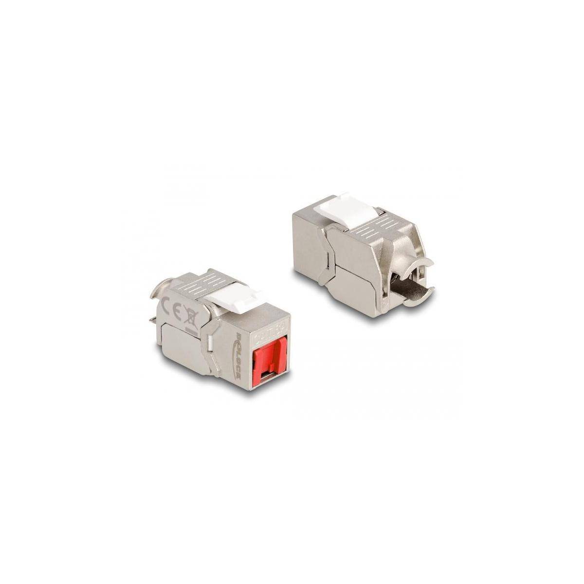 Delock Keystone-Modul - RJ-45 (W) zu LSA (W) - gewinkelt - STP - CAT 6a - weiß -