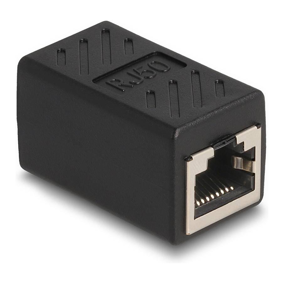 Schwarzer RJ50 Buchsen-zu-Buchsen Modular-Koppler-Adapter mit einem Single Ethernet-Style Port