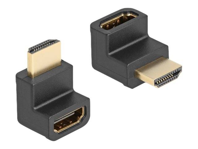 Delock - Highspeed - HDMI rechtwinkliger Adapter - HDMI männlich zu HDMI weiblich nach unten abgewinkelt - Schwarz - unt