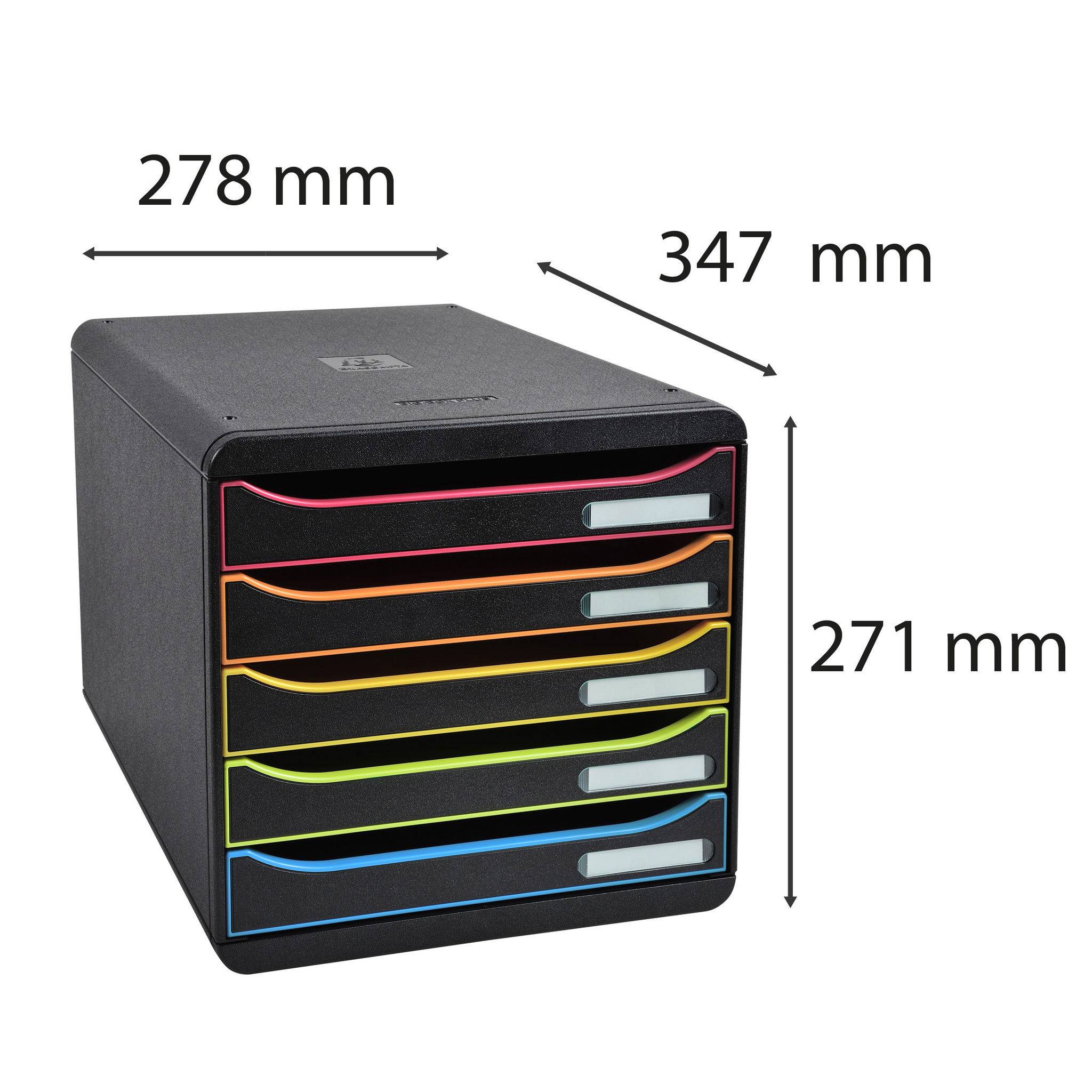 Exacompta Schubladenbox BigBox Plus 5 offene Schubladen Schwarz/Harlekin 309914D