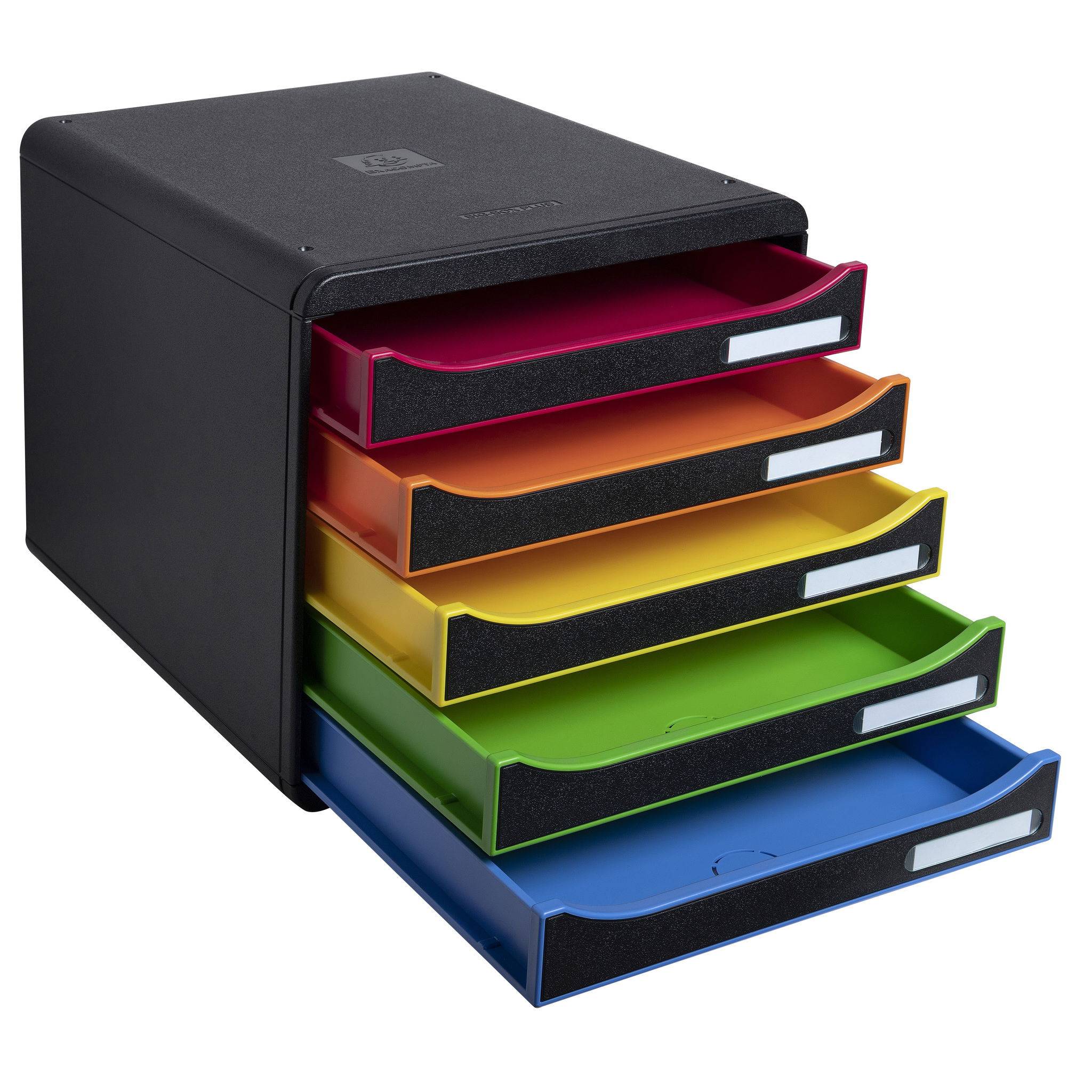 Exacompta Schubladenbox BigBox Plus 5 offene Schubladen Schwarz/Harlekin 309914D