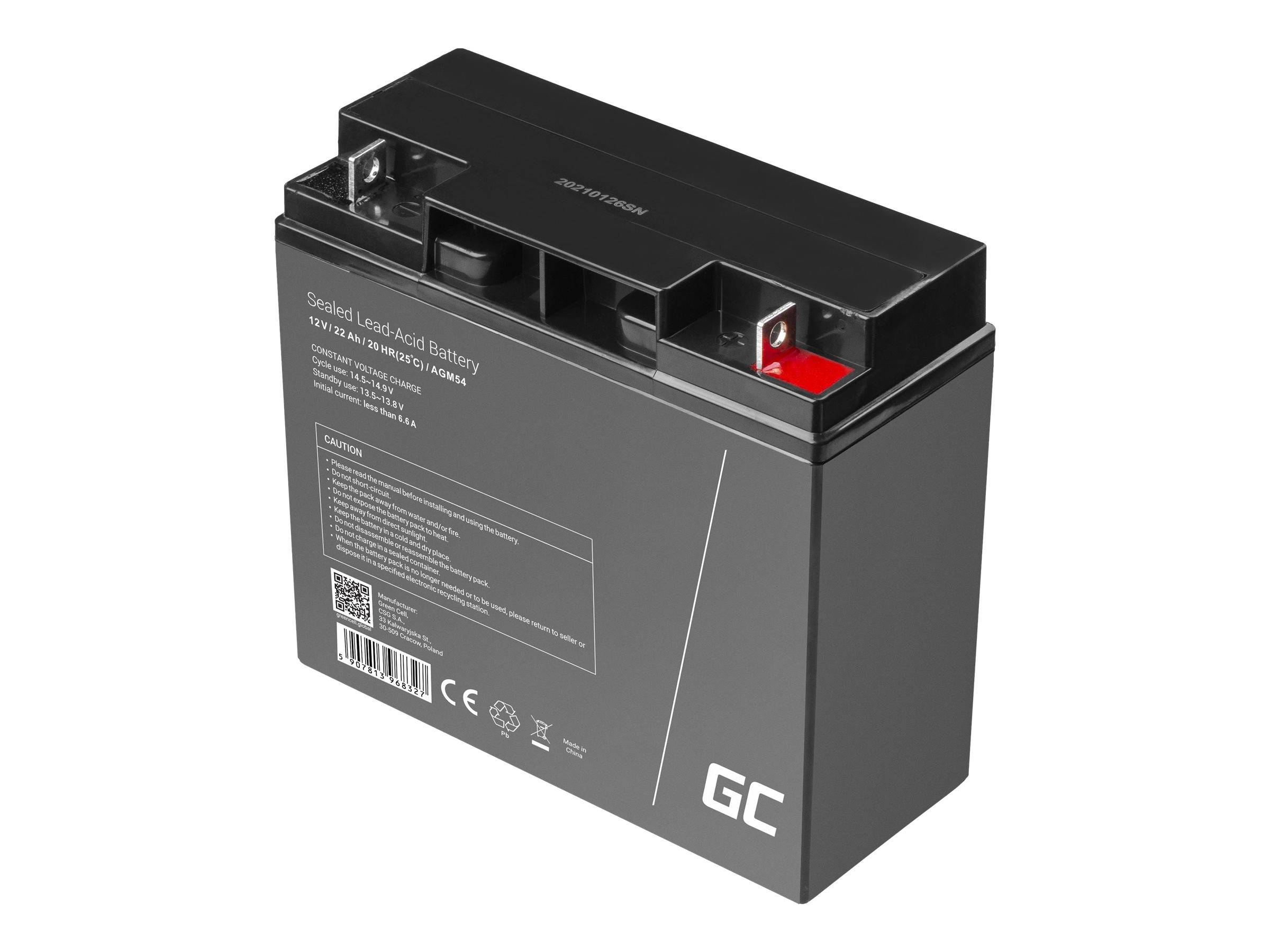 Green Cell - Batterie - Bleisäure - 22 Ah - Schwarz