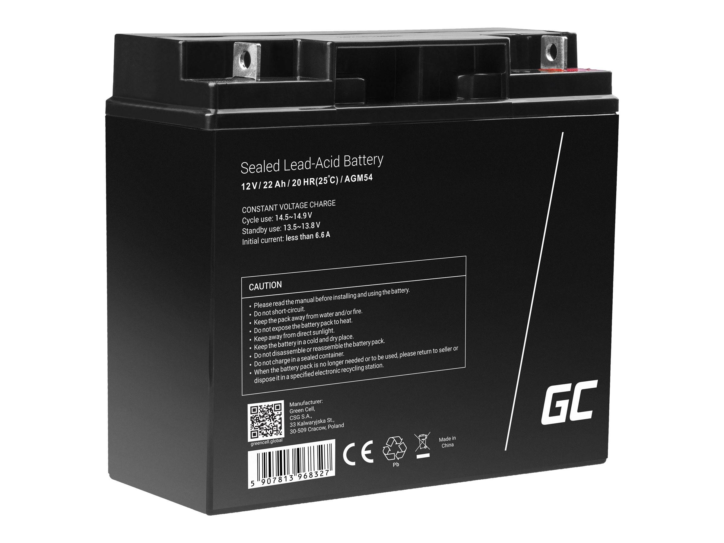 Green Cell - Batterie - Bleisäure - 22 Ah - Schwarz