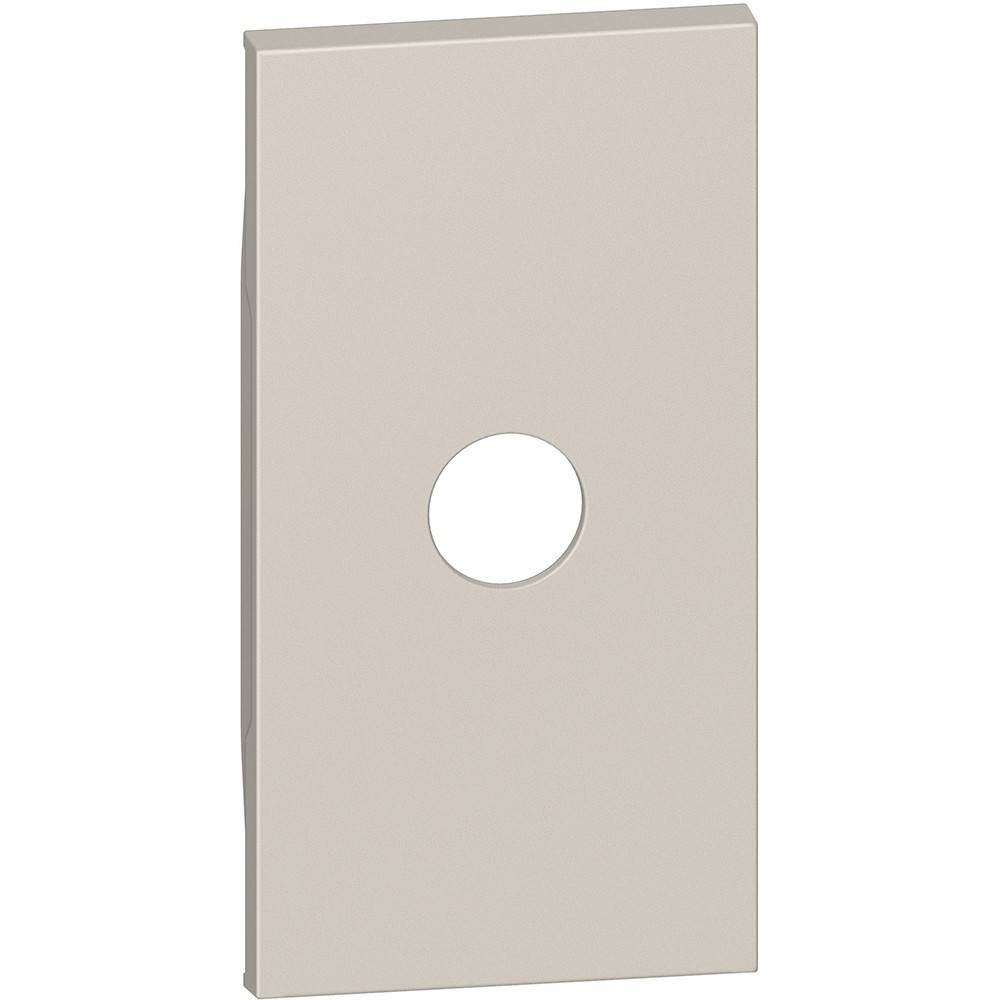 Eine beige rechteckige Wandabdeckung mit einem zentralen kreisförmigen Loch, die für die Montage von Schaltern oder Steckdosen konzipiert ist.