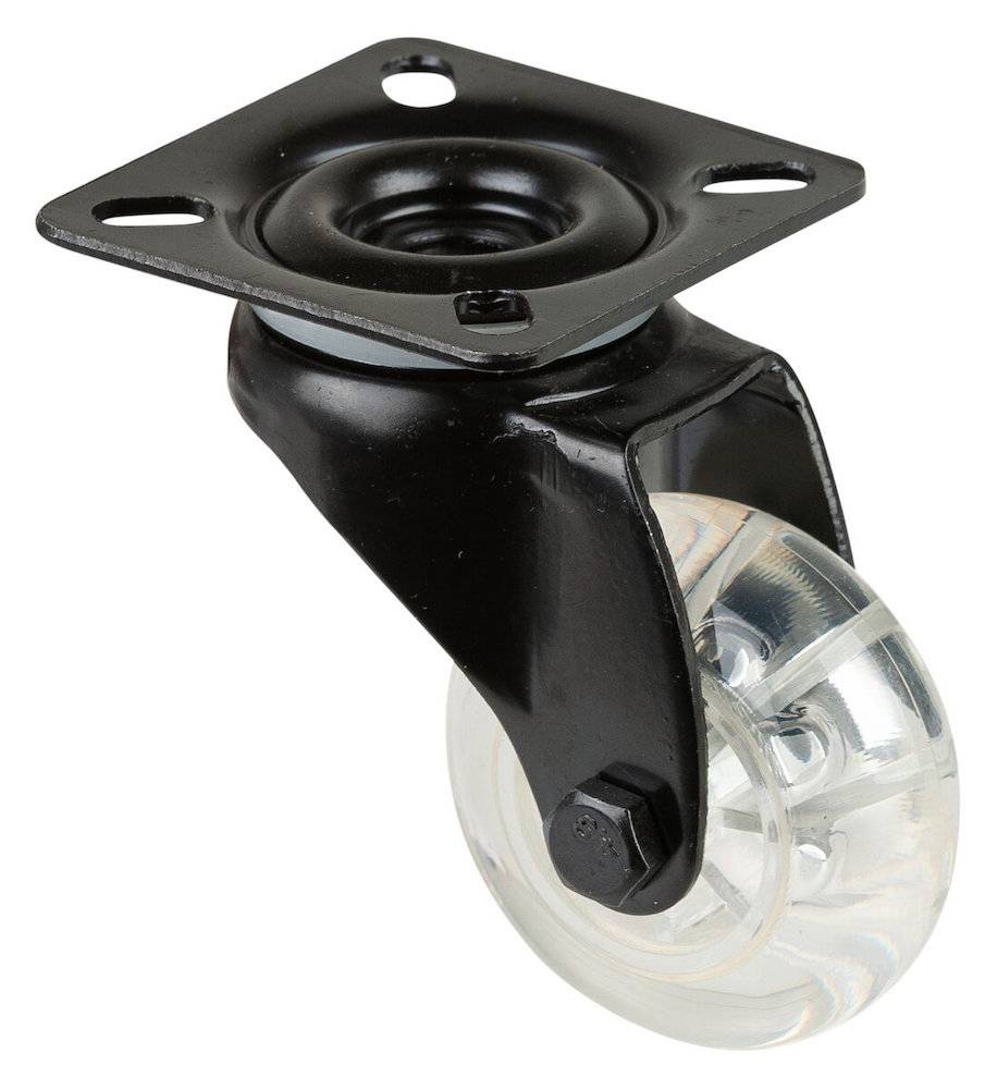 BS-R Design-Lenkrolle, ohne Feststeller,Rad Ø 50mm, Kunststoff farblos