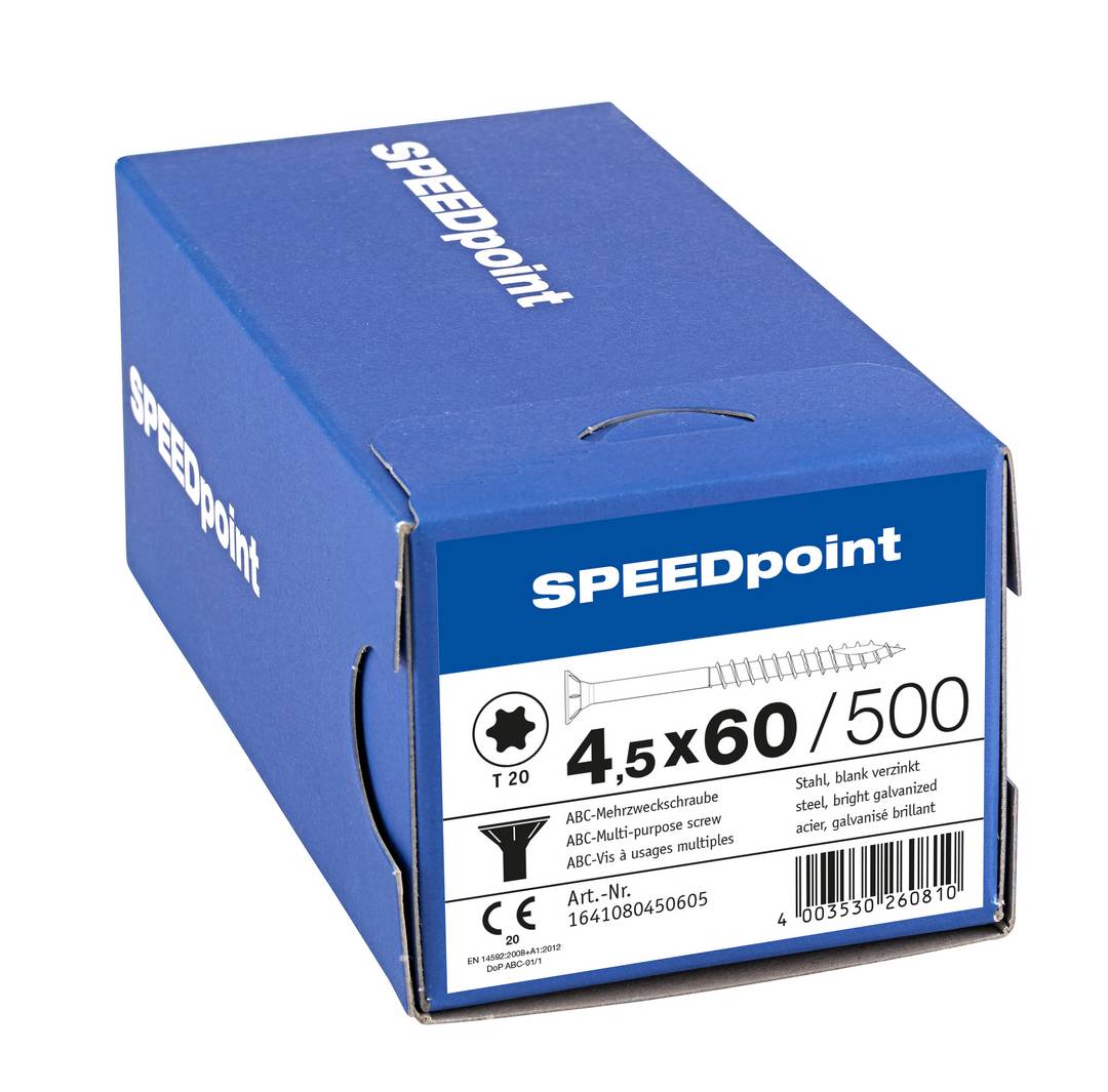 Spax Speedpoint Universalschraube TX 4,5x60 Verzinkt Teilgewinde Senkkopf