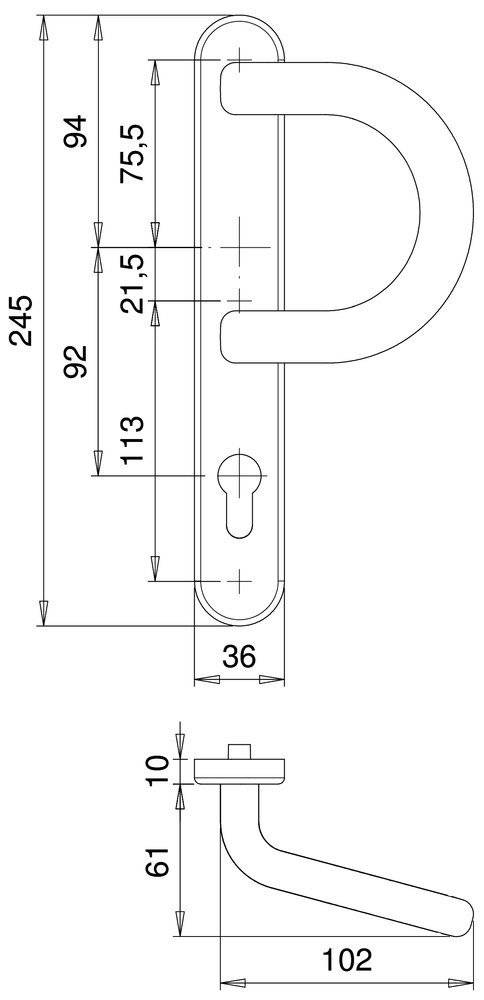 Ein Türgriffset aus Silber mit zylindrischem Griff und passenden runden Schlüssellochrosetten, entworfen für moderne Innentüren.
