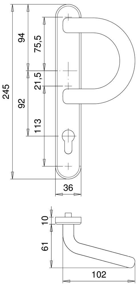edi Alu-Rahmen-Wechsel-Garnitur mit Bügelgriff Kronos 8mm 92 PZ2000/B1/035 F12