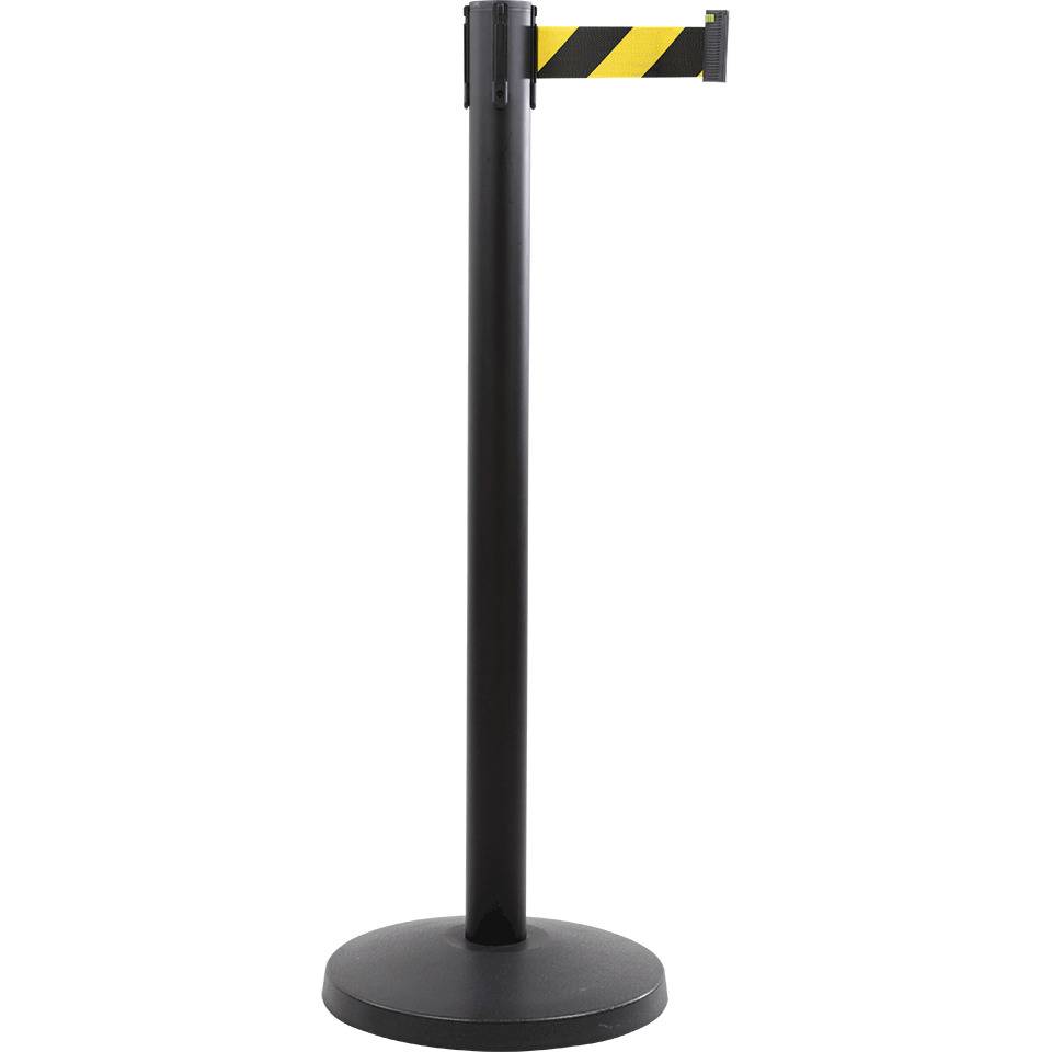 Gurtpfosten, schwarz, Stahl, Gurt gelb/schwarz schraffiert, 50mm, 4m, 11kg